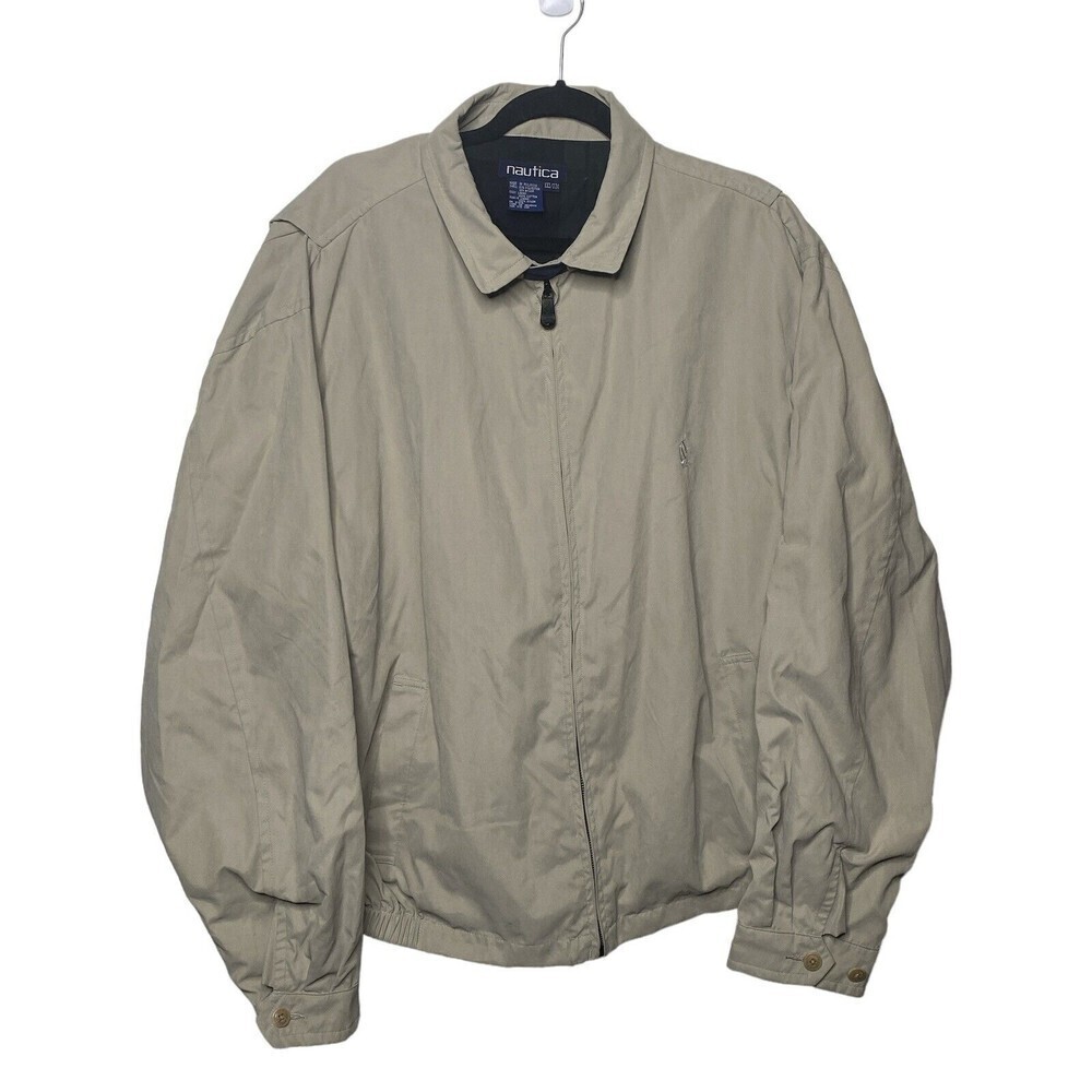 Nautica Mens Full Zip Performance Jacket Size XXL Khaki Beige